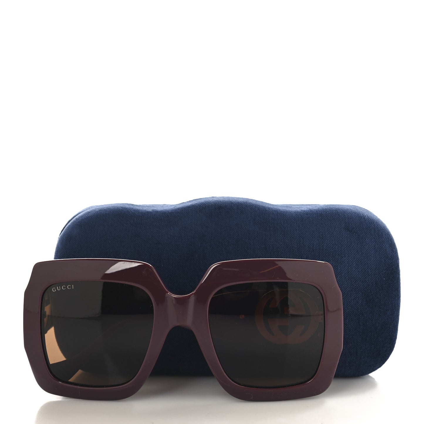 Acetate Rectangular Frame Chain Sunglasses GG1022S Burgundy