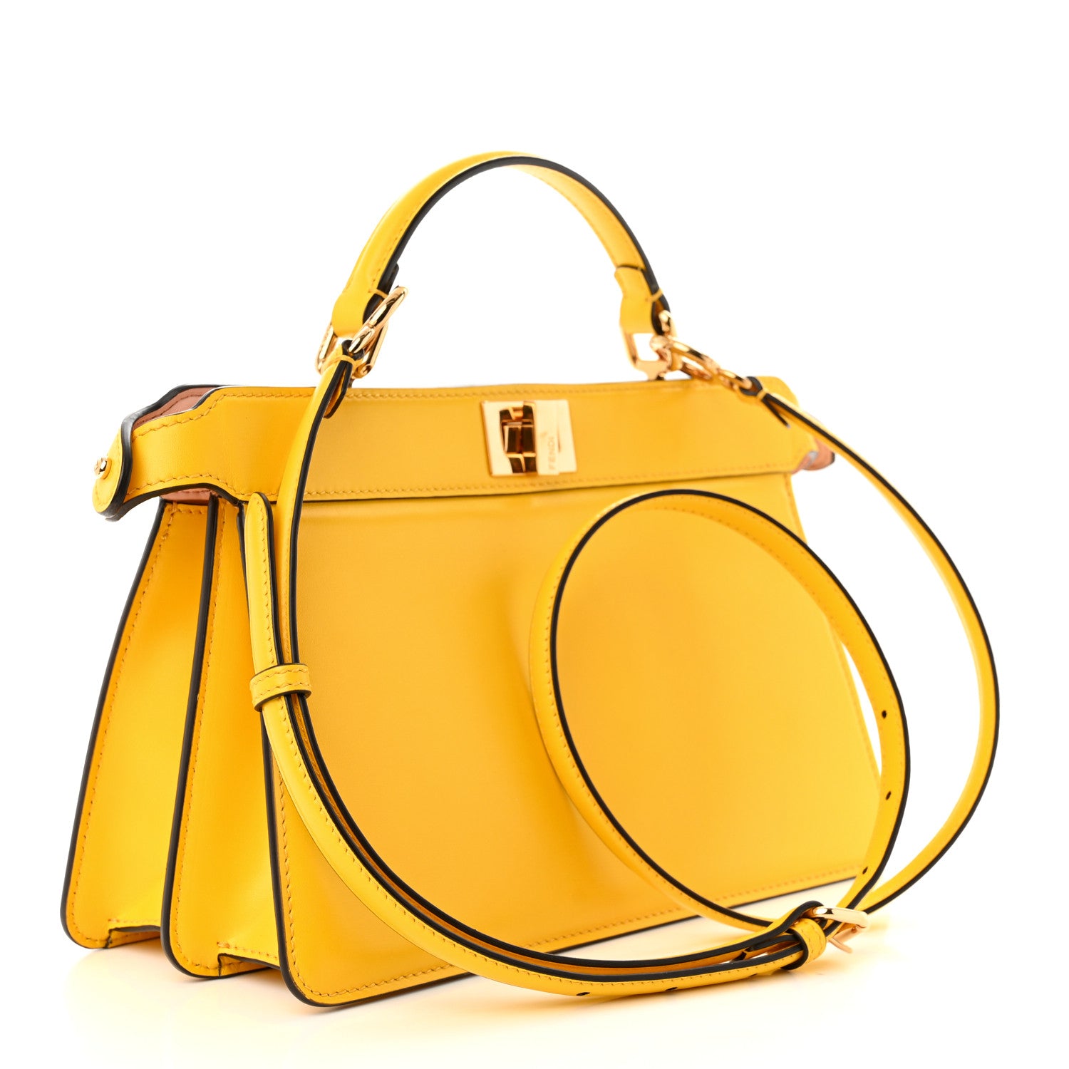 Fendi Vitello King Luxor Shiny Nappa Medium Peekaboo I SEE U East West Satchel Limone Light Rose 3 of 9