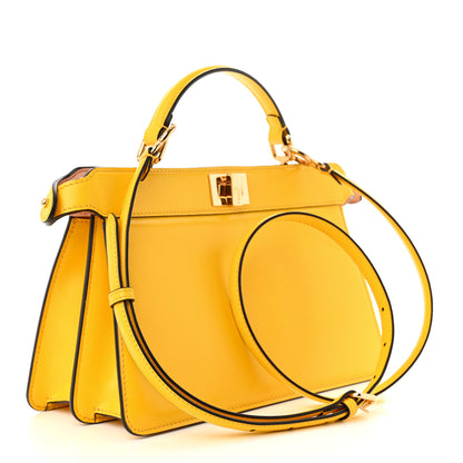 Fendi Vitello King Luxor Shiny Nappa Medium Peekaboo I SEE U East West Satchel Limone Light Rose 3 of 9
