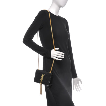 Saint Laurent Sequin Small Classic Monogram Kate Tassel Satchel Black 2 of 7