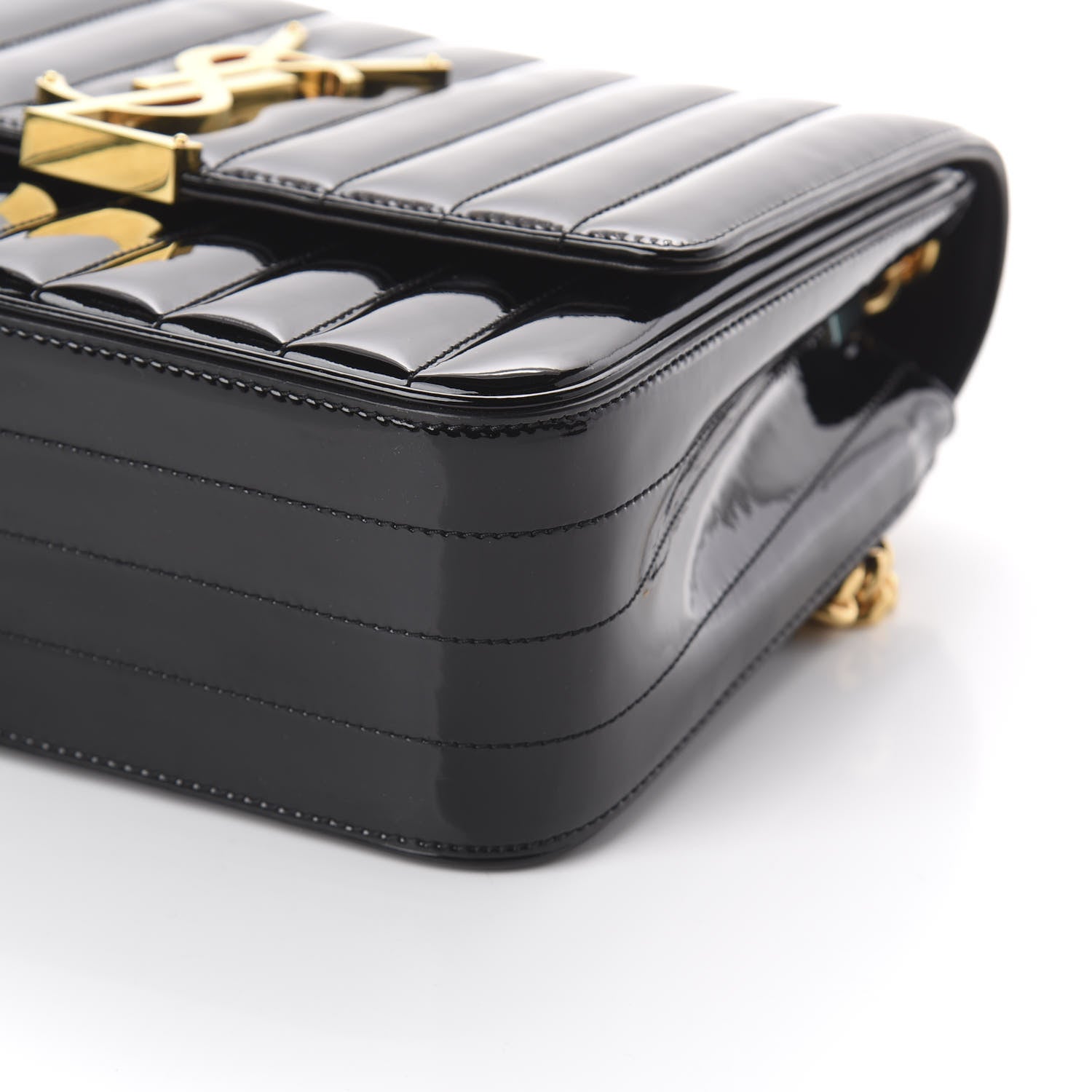 Saint Laurent Patent Matelasse Monogram Large Vicky Chain Bag Black 6 of 10