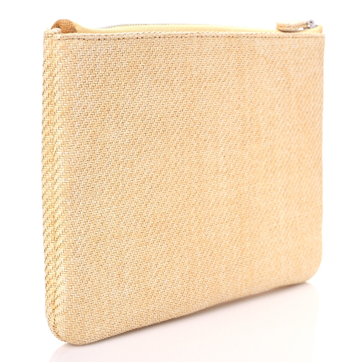 Chanel Woven Straw Raffia Small Deauville Pouch Light Yellow 3 of 7