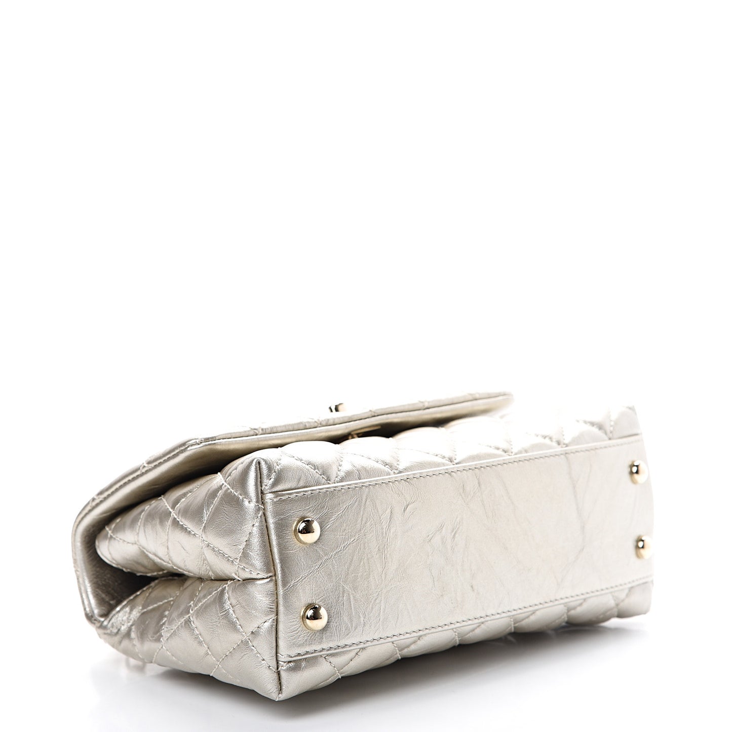 Metallic Aged Calfskin Quilted Mini Coco Handle Flap Gold