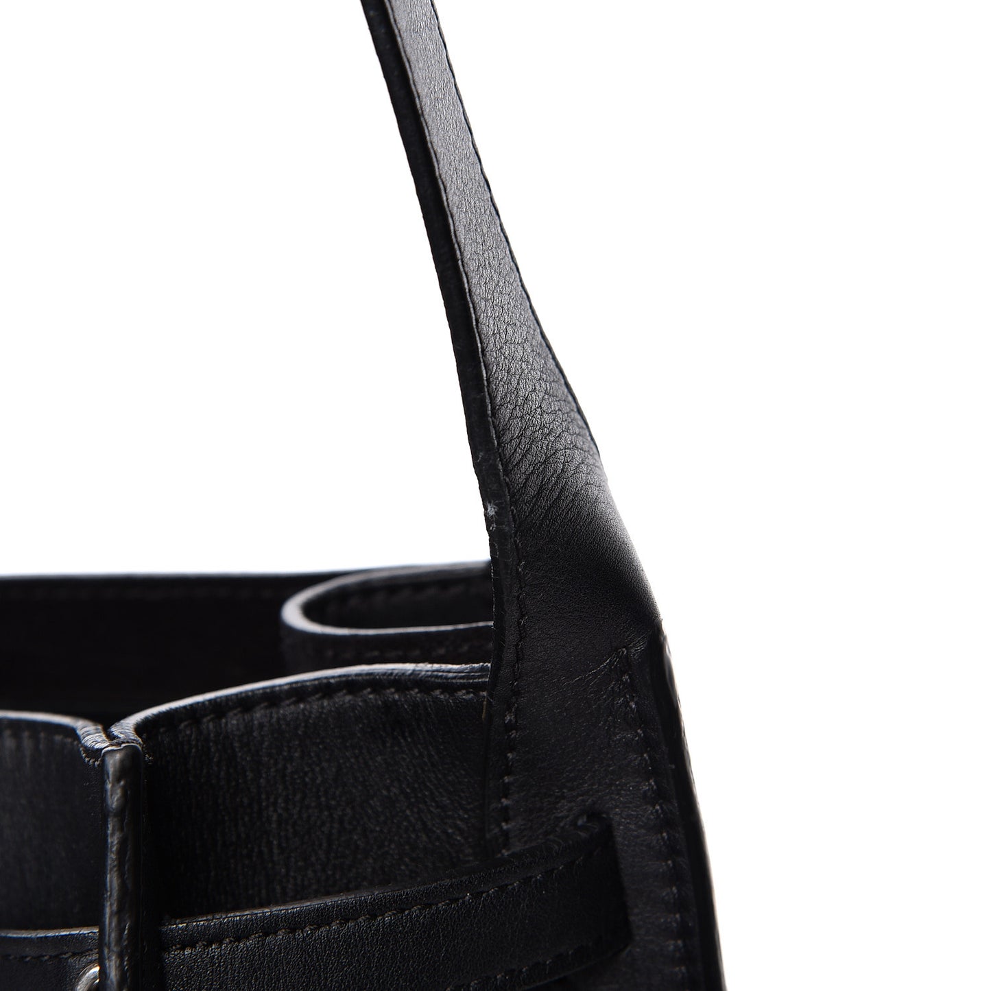 Smooth Calfskin Long Strap Big Bucket Bag Black