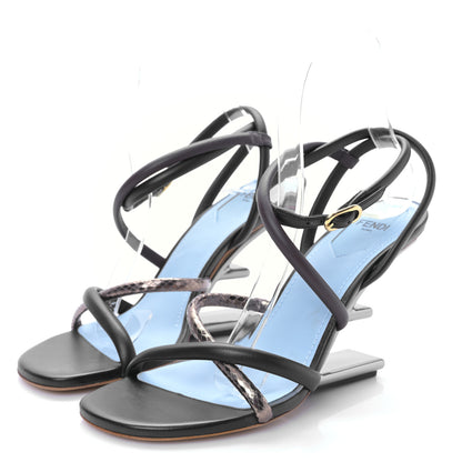 Fendi Nappa Metallic Ayers Fendi First 95mm Strappy Sandals 36.5 Black Chocolate Stagno 3 of 7