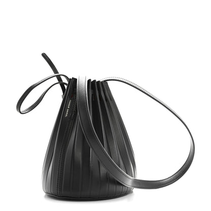 Mansur Gavriel Vegetable Tanned Calfskin Pleated Mini Bucket Bag Black Flamma 3 of 10