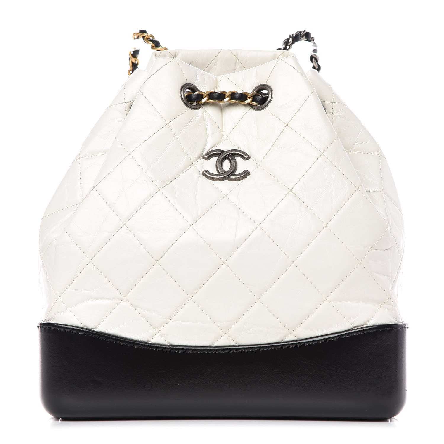 Chanel Aged Calfskin Quilted Small Gabrielle Backpack Black White 1 of 9