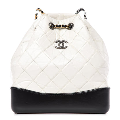 Chanel Aged Calfskin Quilted Small Gabrielle Backpack Black White 1 of 9