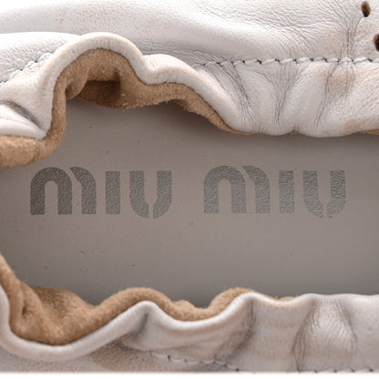 Miu Miu Bleached Nappa Womens Plume Mary Jane Ballerina Sneakers 39 Bianco 7 of 9