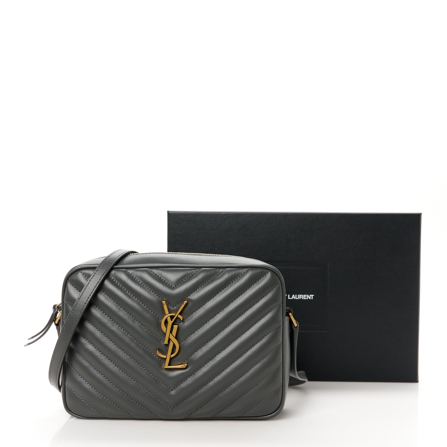 Saint Laurent Calfskin Matelasse Monogram Lou Camera Bag Storm 11 of 11