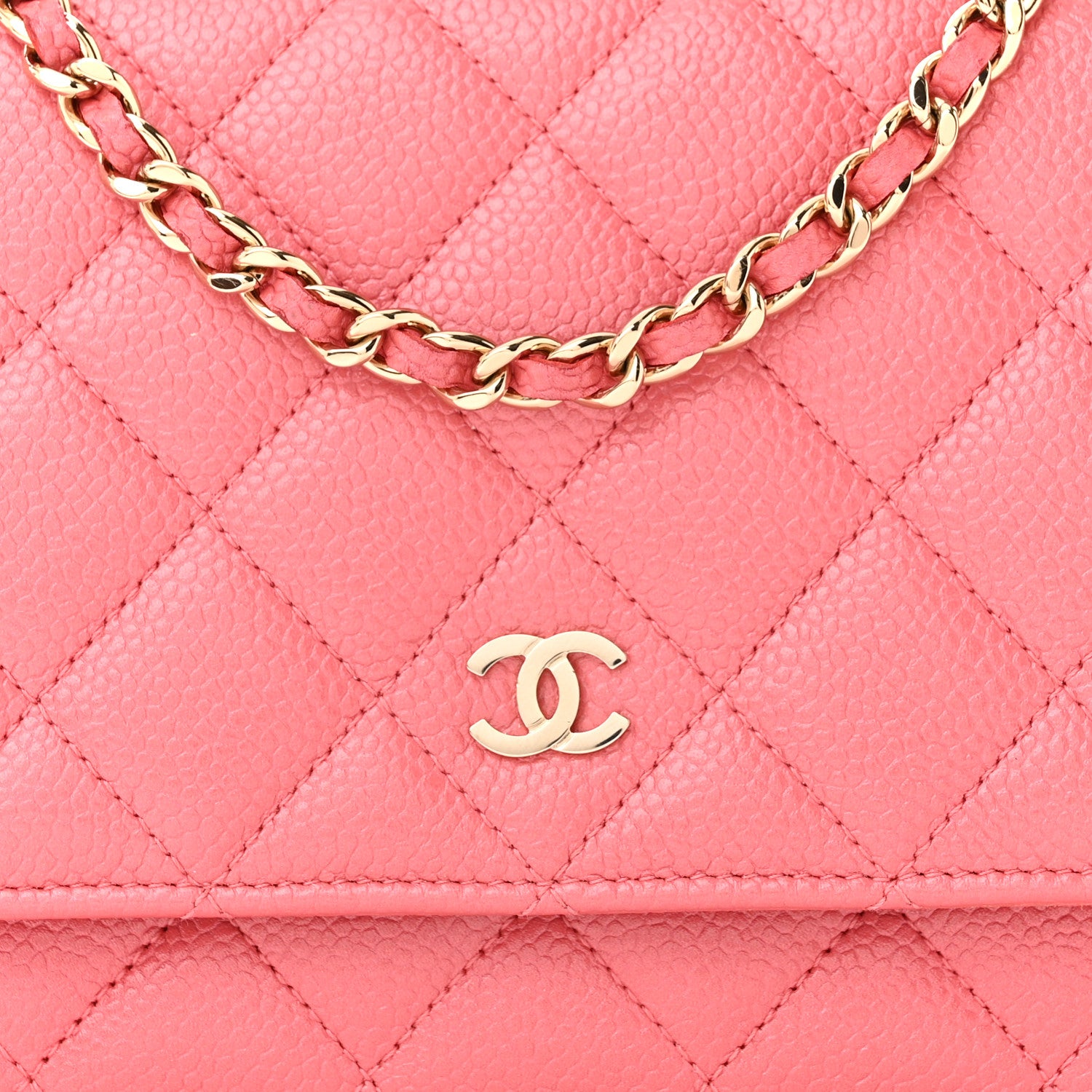 Chanel Caviar Quilted Wallet on Chain WOC Pink 9 of 12