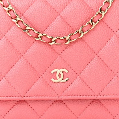 Chanel Caviar Quilted Wallet on Chain WOC Pink 9 of 12