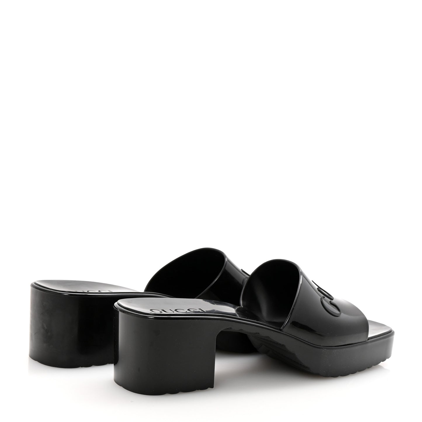 Rubber Gucci Logo Womens Platform 20/60mm Slide Sandals 38 Black