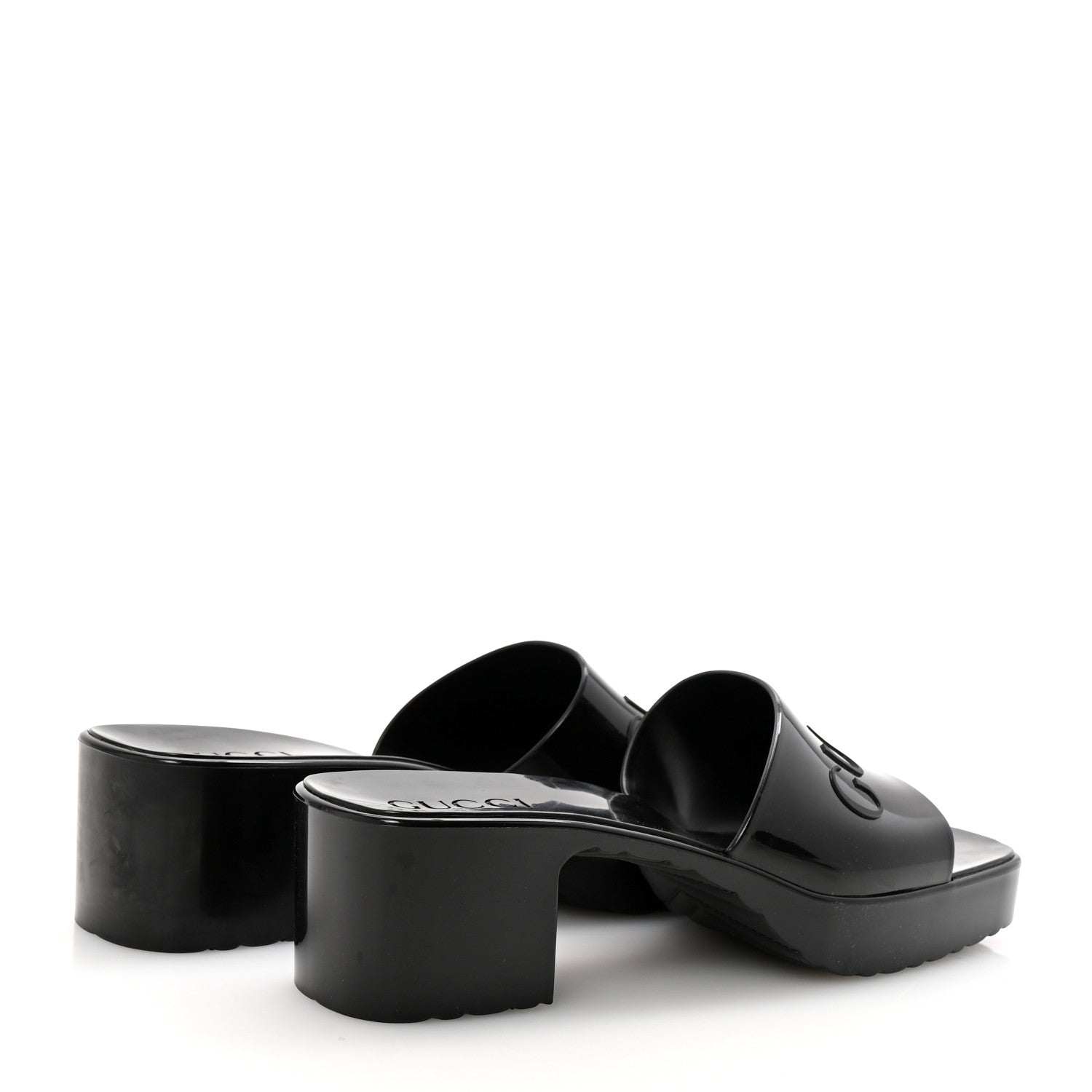 Gucci Rubber Gucci Logo Womens Platform 20/60mm Slide Sandals 38 Black 5 of 9