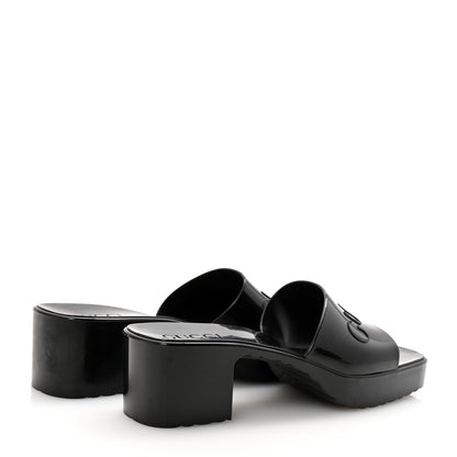 Gucci Rubber Gucci Logo Womens Platform 20/60mm Slide Sandals 38 Black 5 of 9