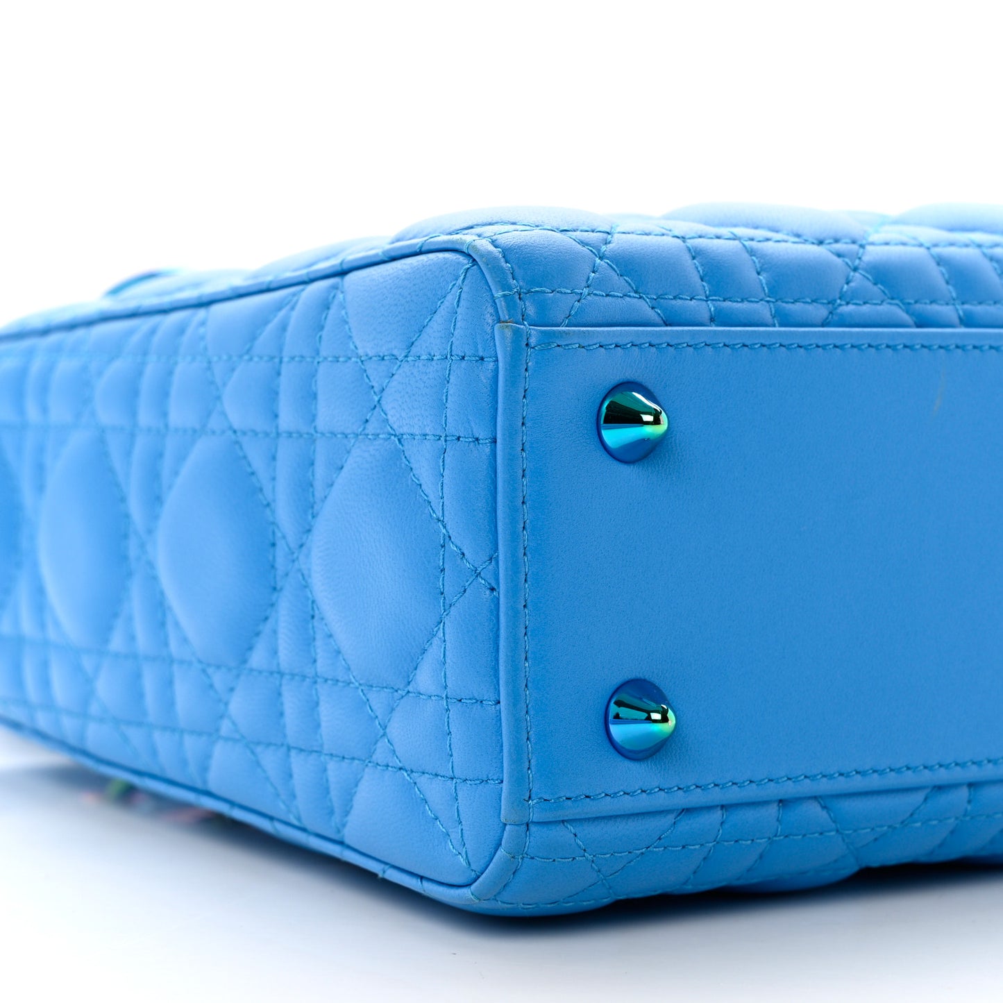 Lambskin Cannage Small Lady Dior Bright Blue