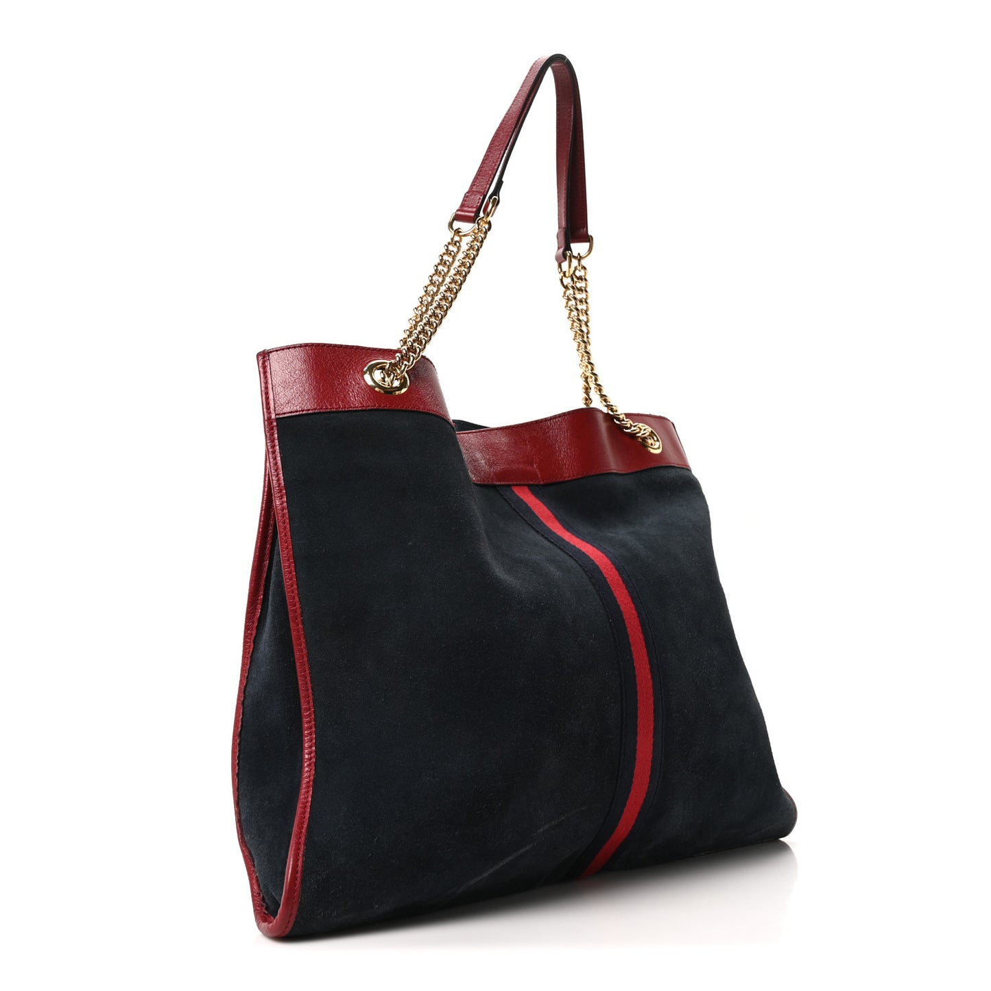 X MLB Suede Calfskin NY Yankees Large Rajah Chain Tote New Blue Romantic Cherry