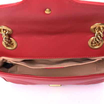 Gucci Calfskin Matelasse Mini GG Marmont Shoulder Bag Hibiscus Red 4 of 5