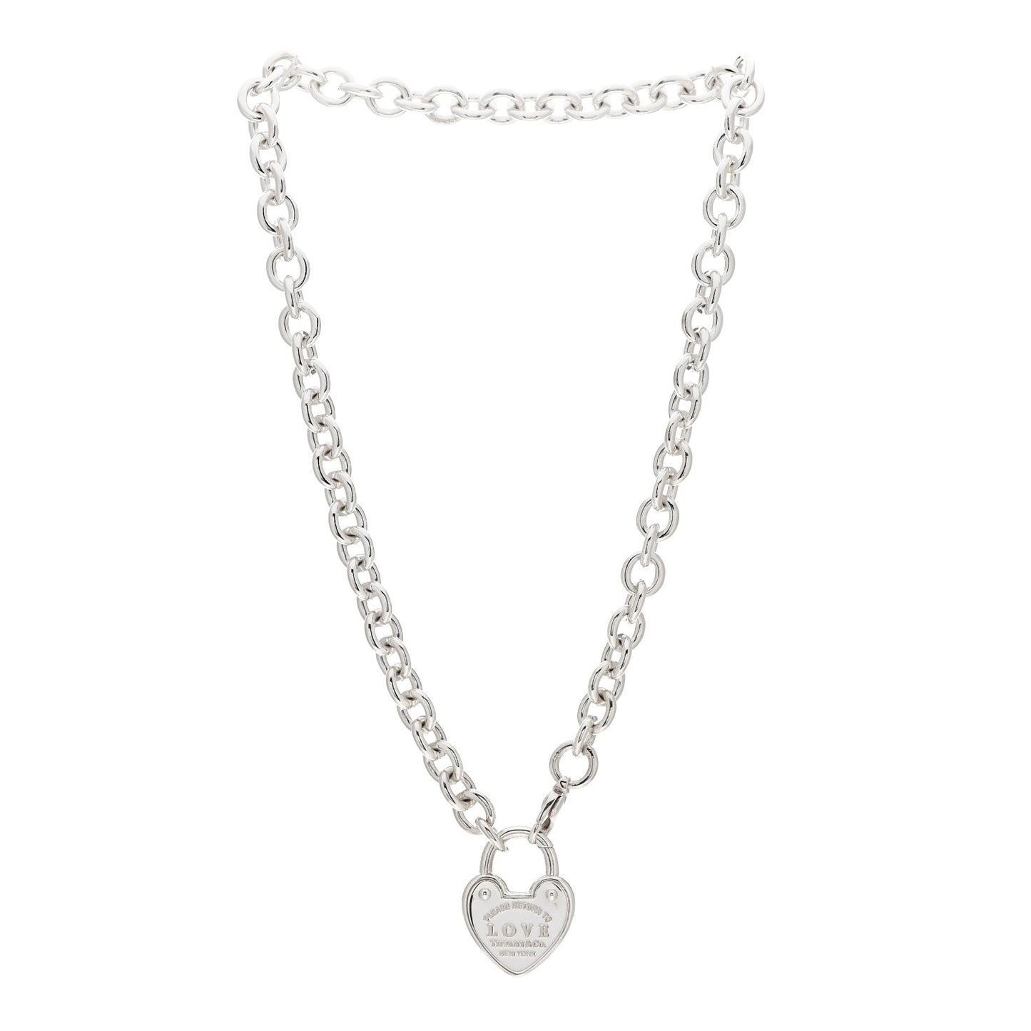 Sterling Silver Return To Tiffany Love Heart Lock Pendant Necklace