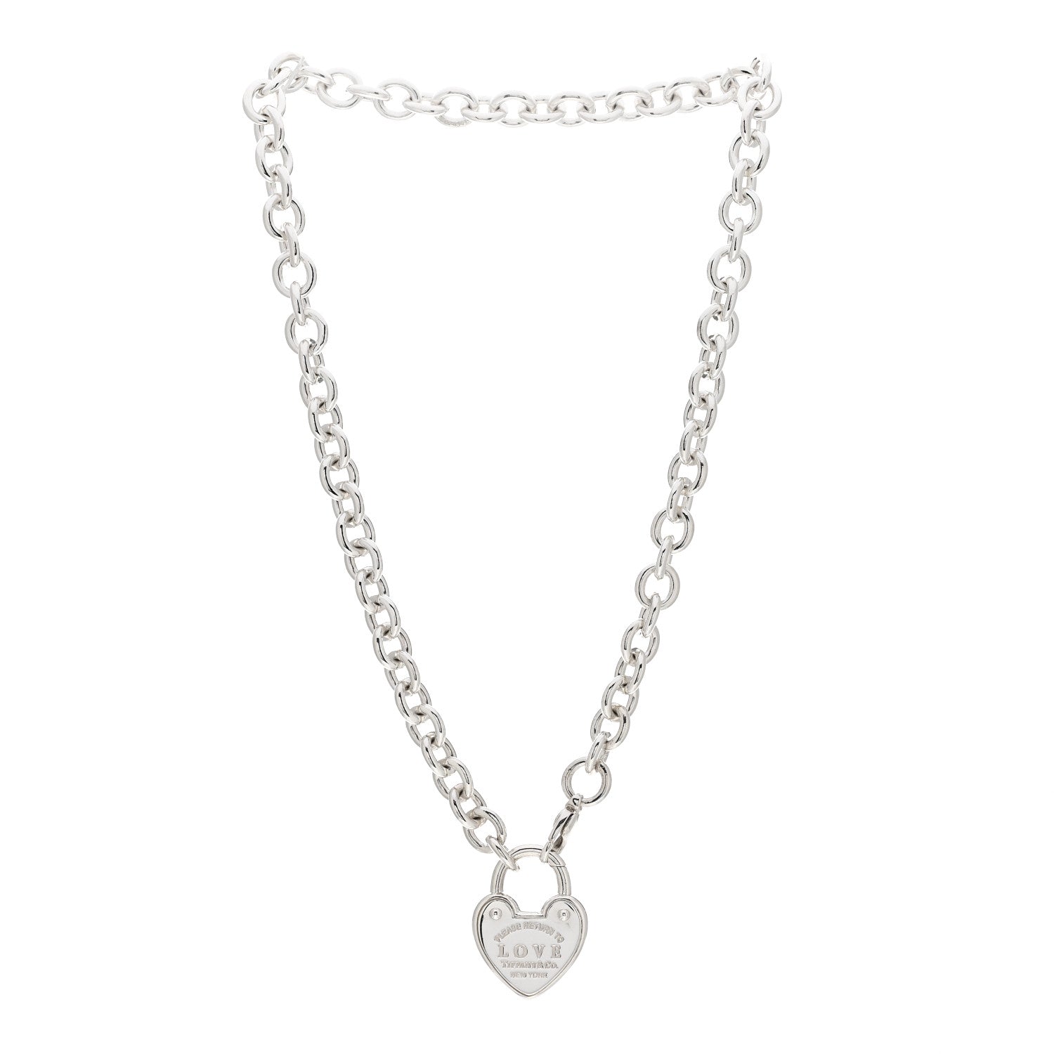 Tiffany Sterling Silver Return To Tiffany Love Heart Lock Pendant Necklace 3 of 4