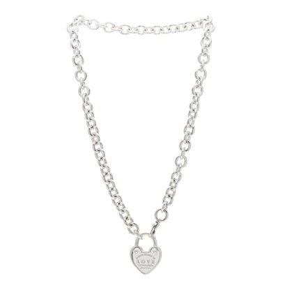 Tiffany Sterling Silver Return To Tiffany Love Heart Lock Pendant Necklace 3 of 4