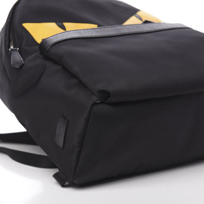 Fendi Nylon Vitello Elite Monster Eyes Rounded Backpack Black Yellow 8 of 9