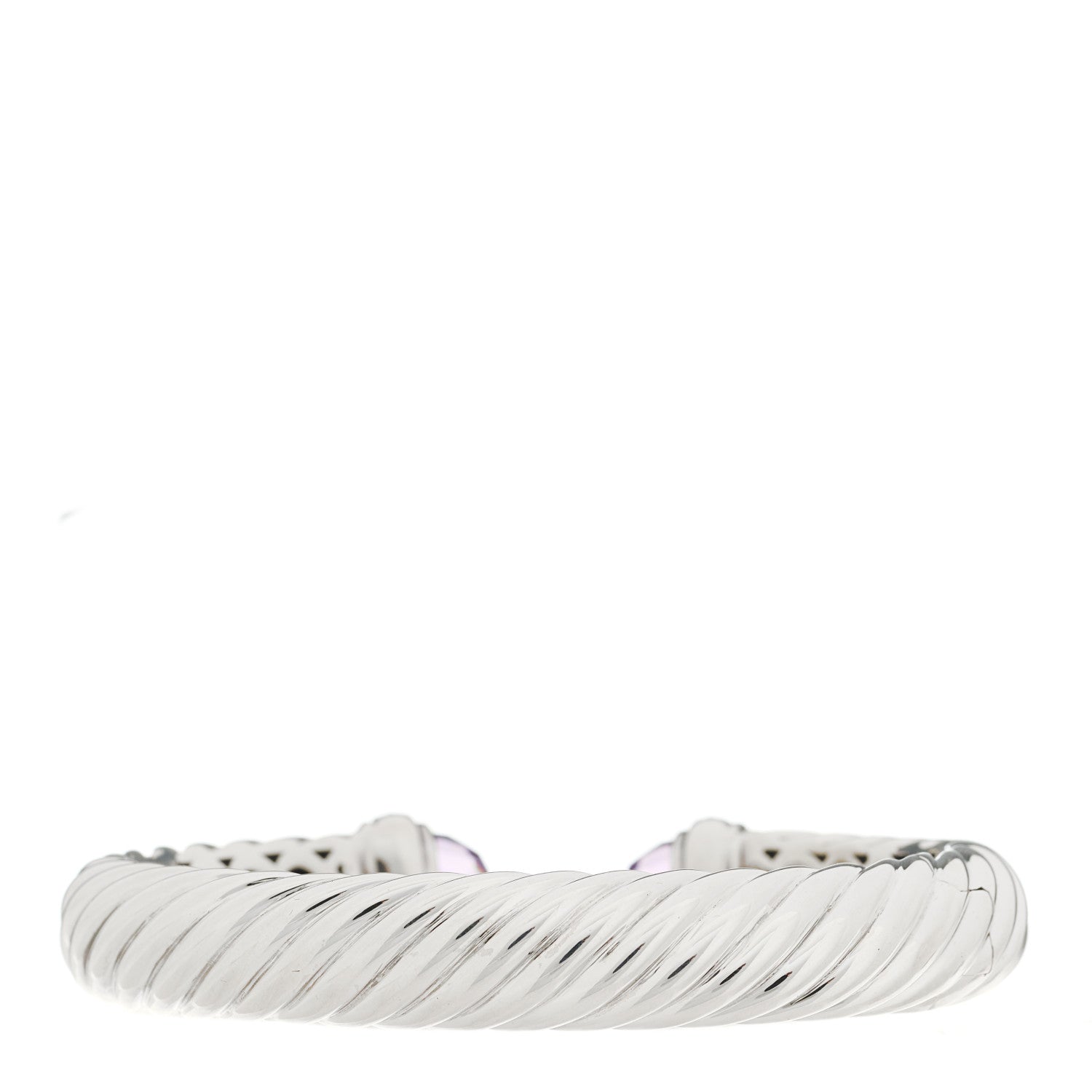 David Yurman Sterling Silver Diamond Amethyst 10mm Waverly Bracelet 2 of 3