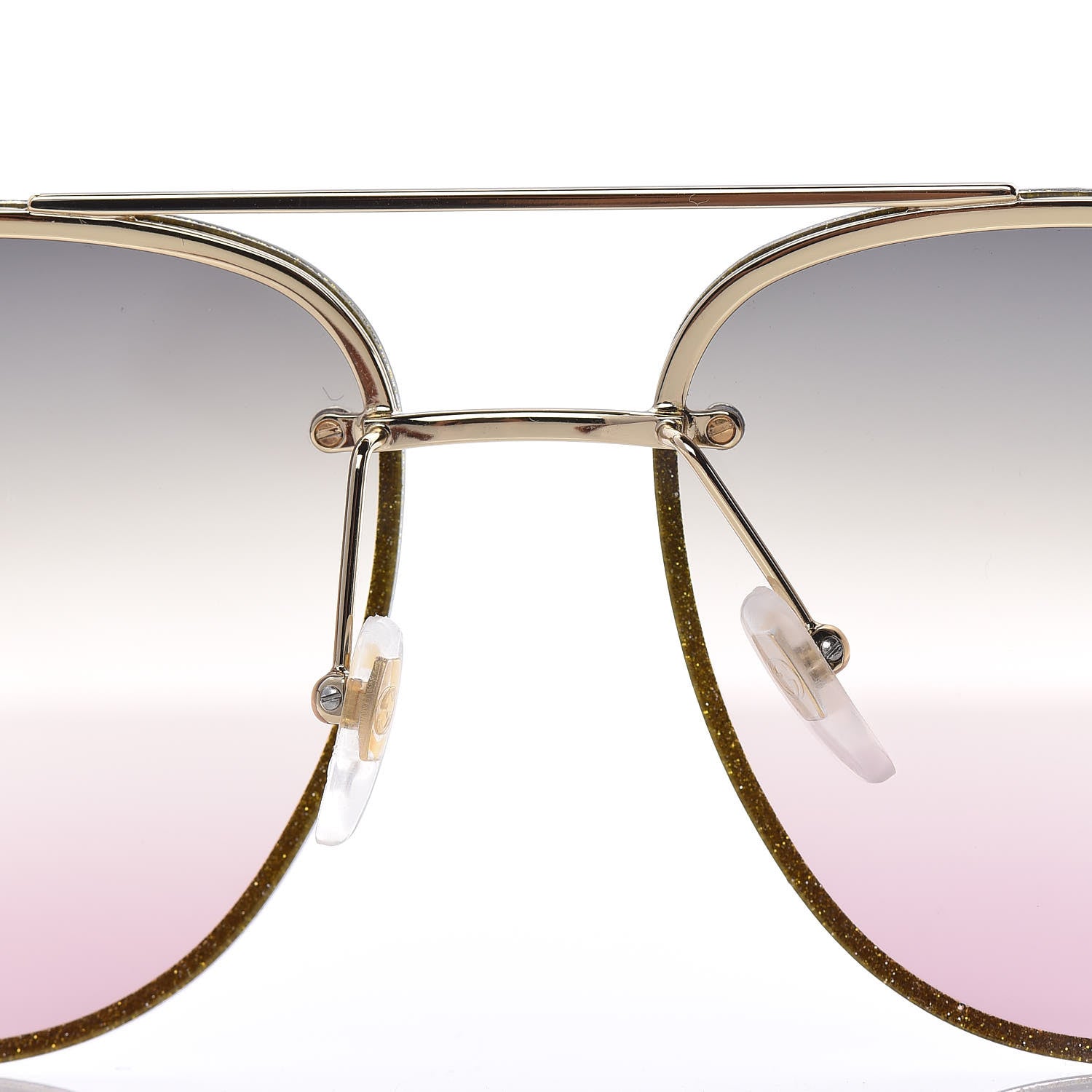 Gucci Metal Glitter Aviator Sunglasses G0227S Gold 7 of 8