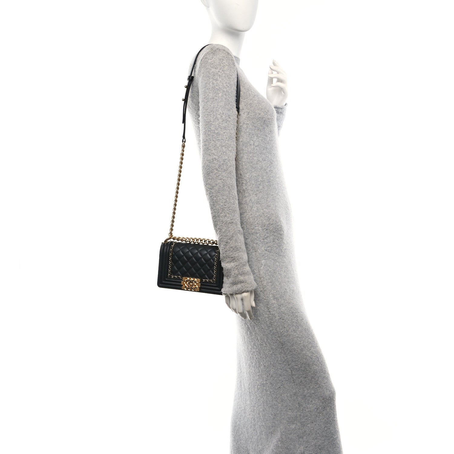Chanel Lambskin Quilted Small Chain Around Boy Flap Black 2 of 15