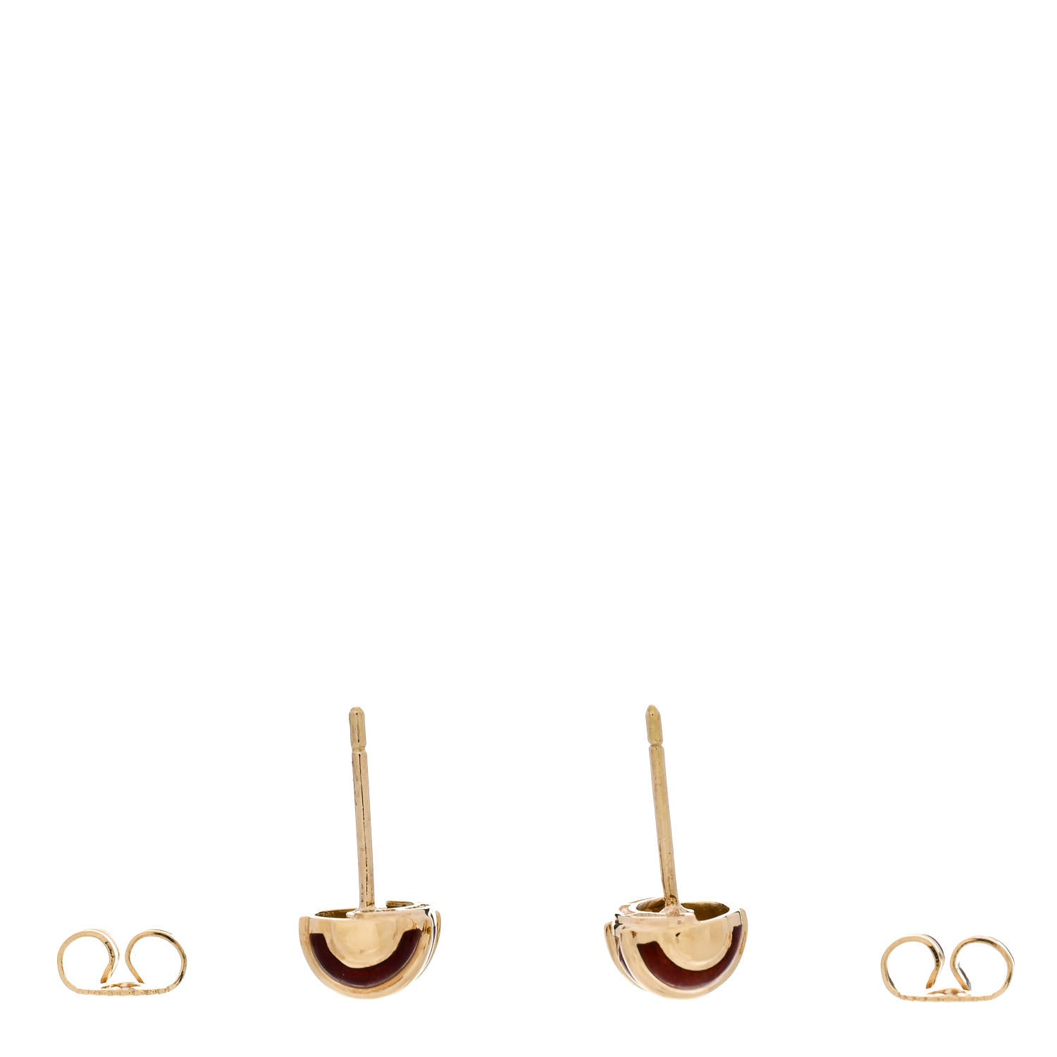 Tiffany 18K Yellow Gold Enamel Schlumberger Stud Earrings Red 3 of 5