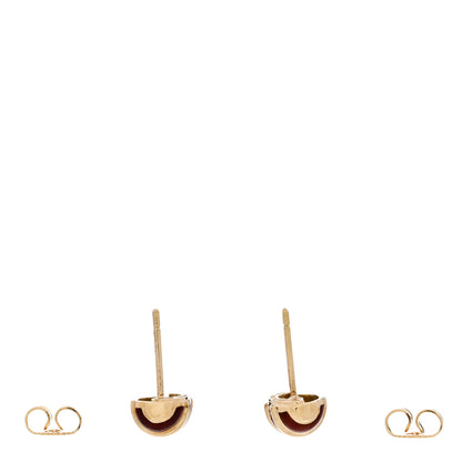 Tiffany 18K Yellow Gold Enamel Schlumberger Stud Earrings Red 3 of 5