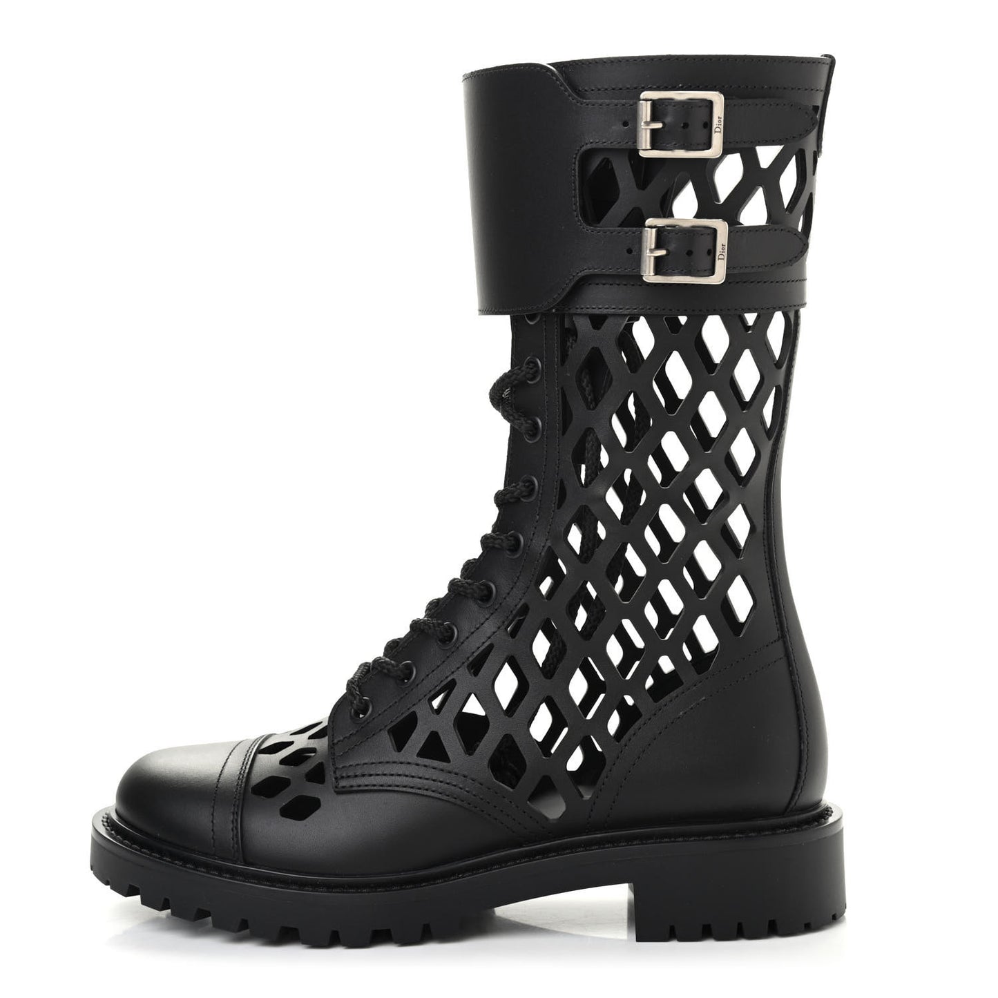 Matte Calfskin Womens D-Trap 30mm Tall Boots 37.5 Black