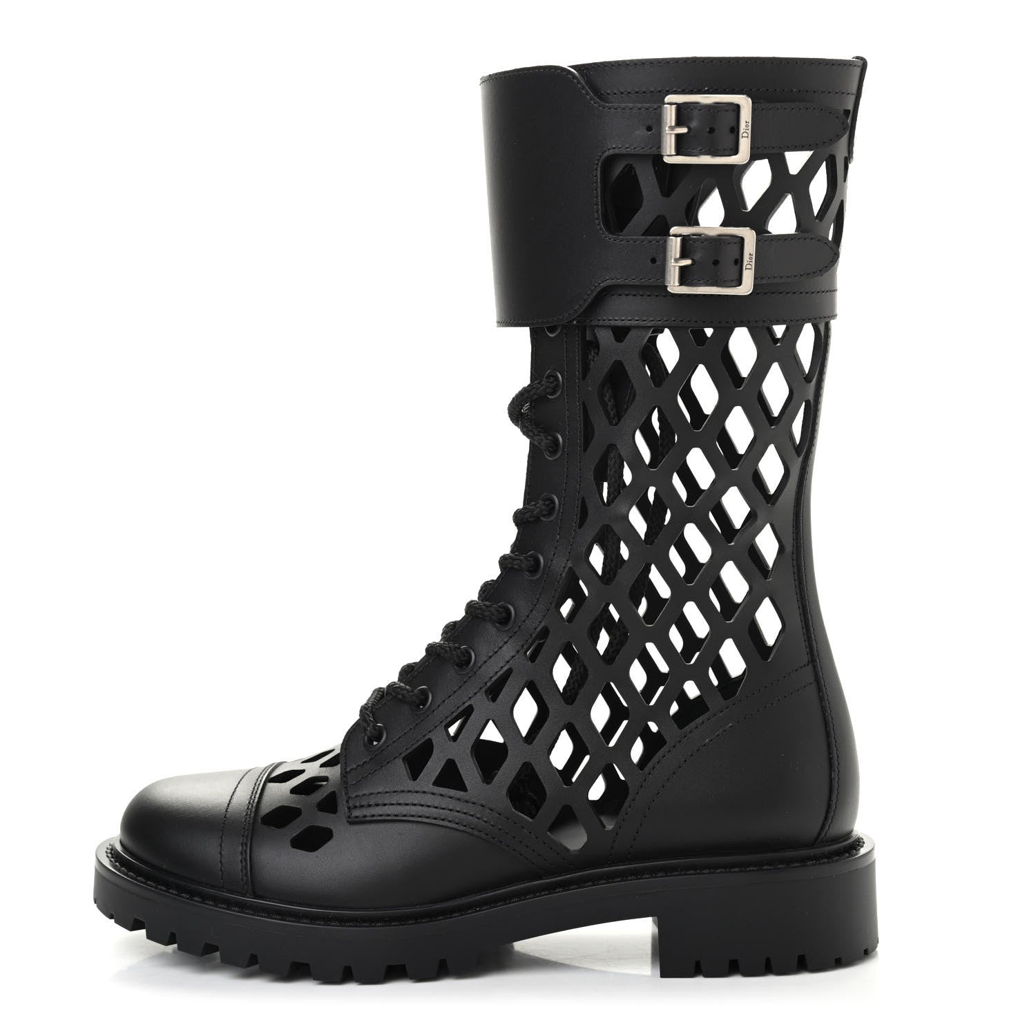 Christian Dior Matte Calfskin Womens D-Trap 30mm Tall Boots 37.5 Black 1 of 8