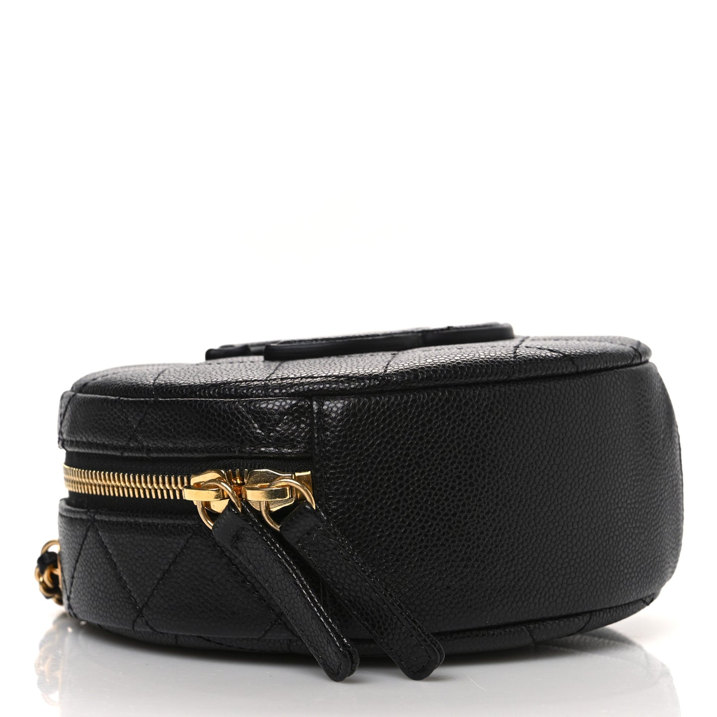Caviar Quilted Small Round Vanity With Chain Black