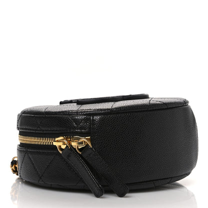 Chanel Caviar Quilted Small Round Vanity With Chain Black 4 of 10