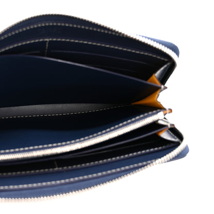 Goyard Goyardine Matignon Zip Around GM Wallet Navy 5 of 8