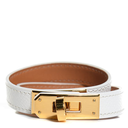Hermes Epsom Kelly Double Tour Bracelet XS White 1 of 8