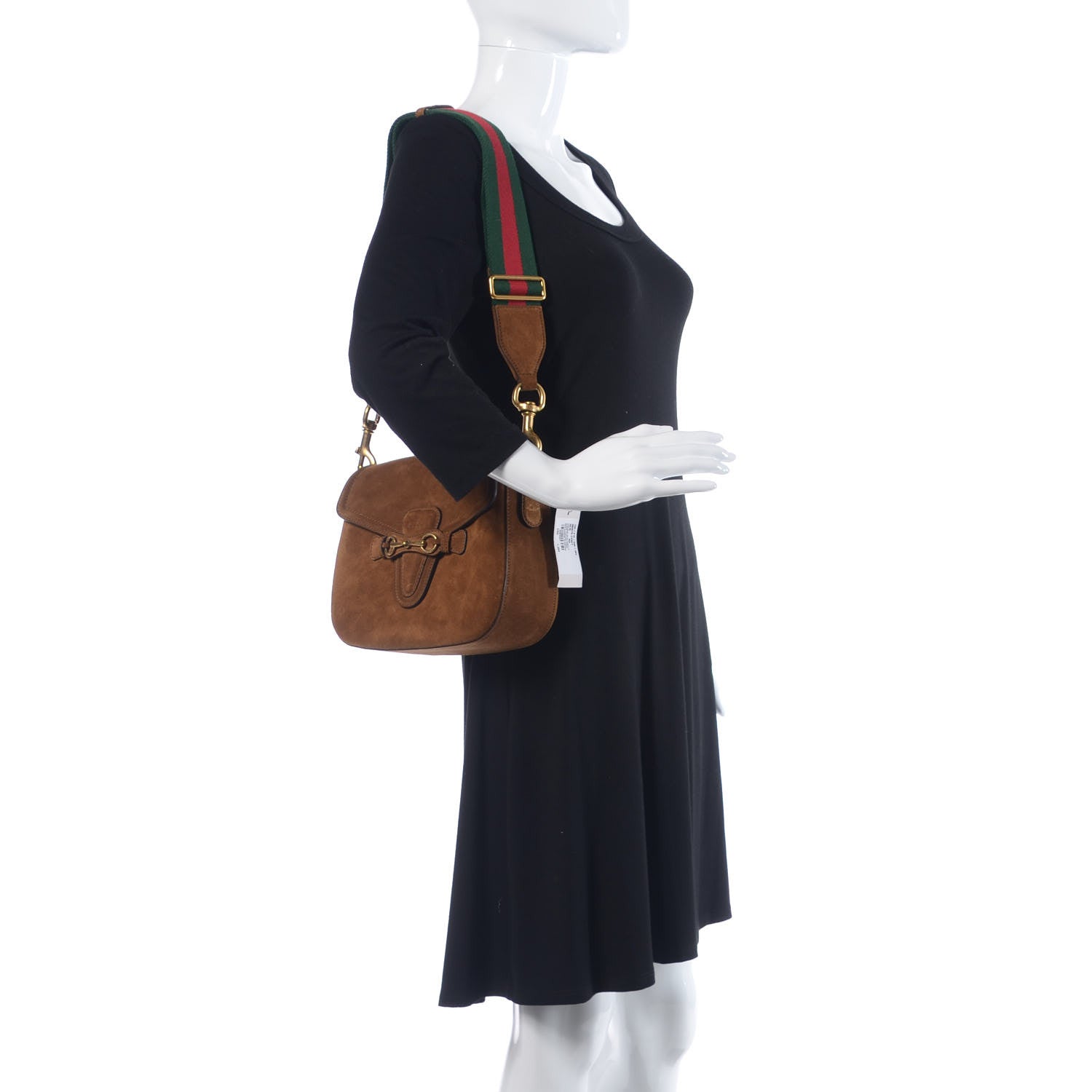 Gucci Suede Medium Lady Web Shoulder Bag New Marron 3 of 10