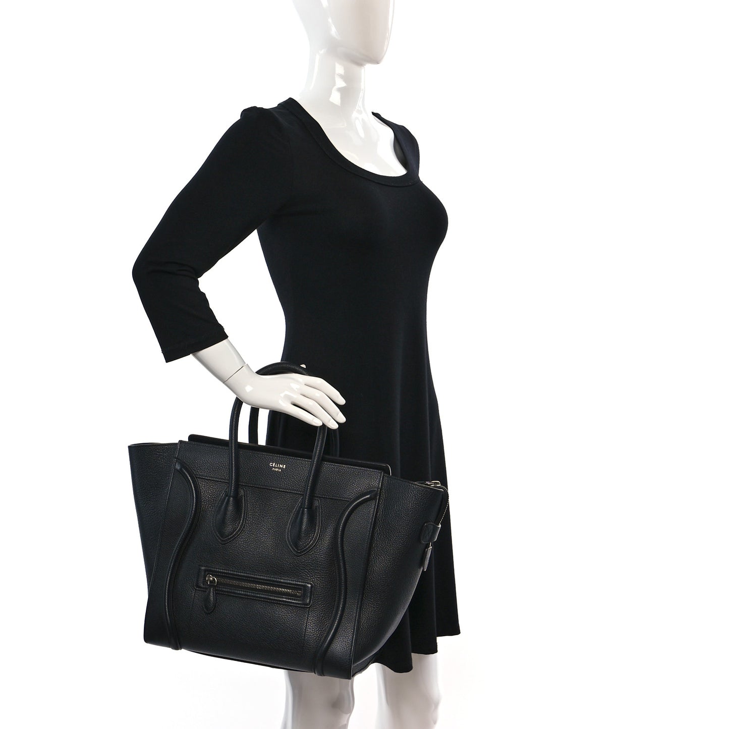 Drummed Calfskin Mini Luggage Black