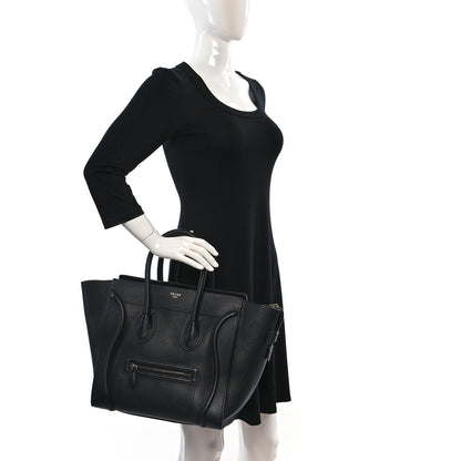 Celine Drummed Calfskin Mini Luggage Black 2 of 10