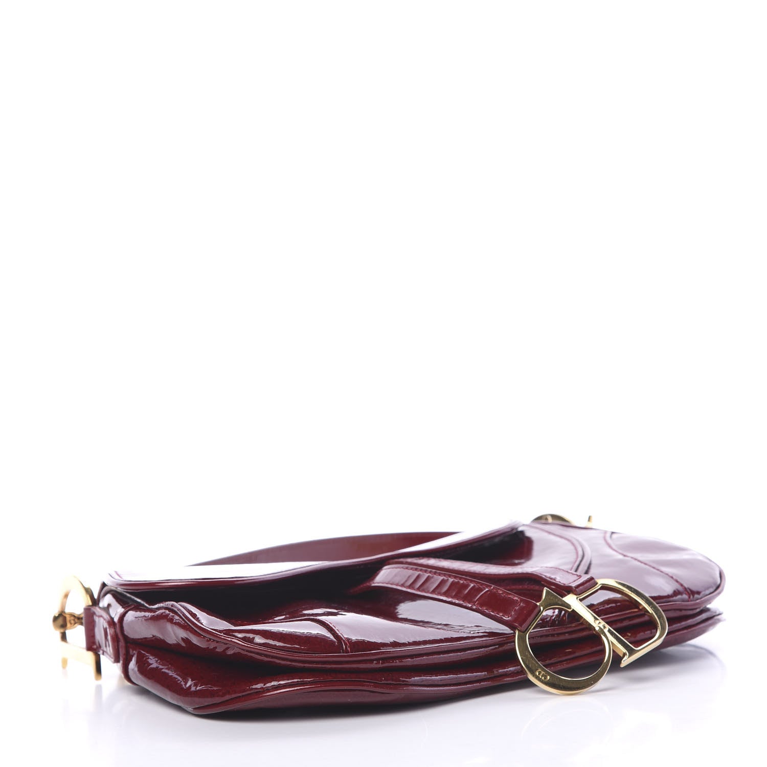 Christian Dior Patent Diorissimo Double Saddle Bag Dark Red 3 of 10