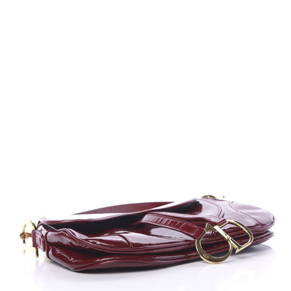 Christian Dior Patent Diorissimo Double Saddle Bag Dark Red 3 of 10