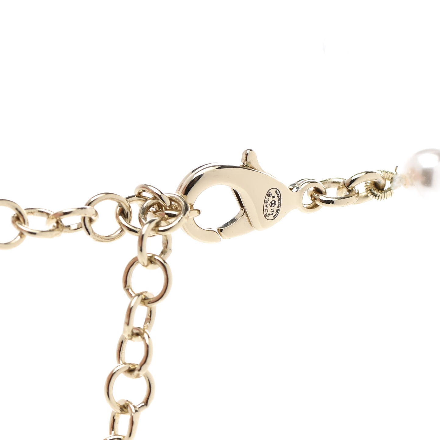 Pearl Crystal CC Heart Short Necklace Pink Gold
