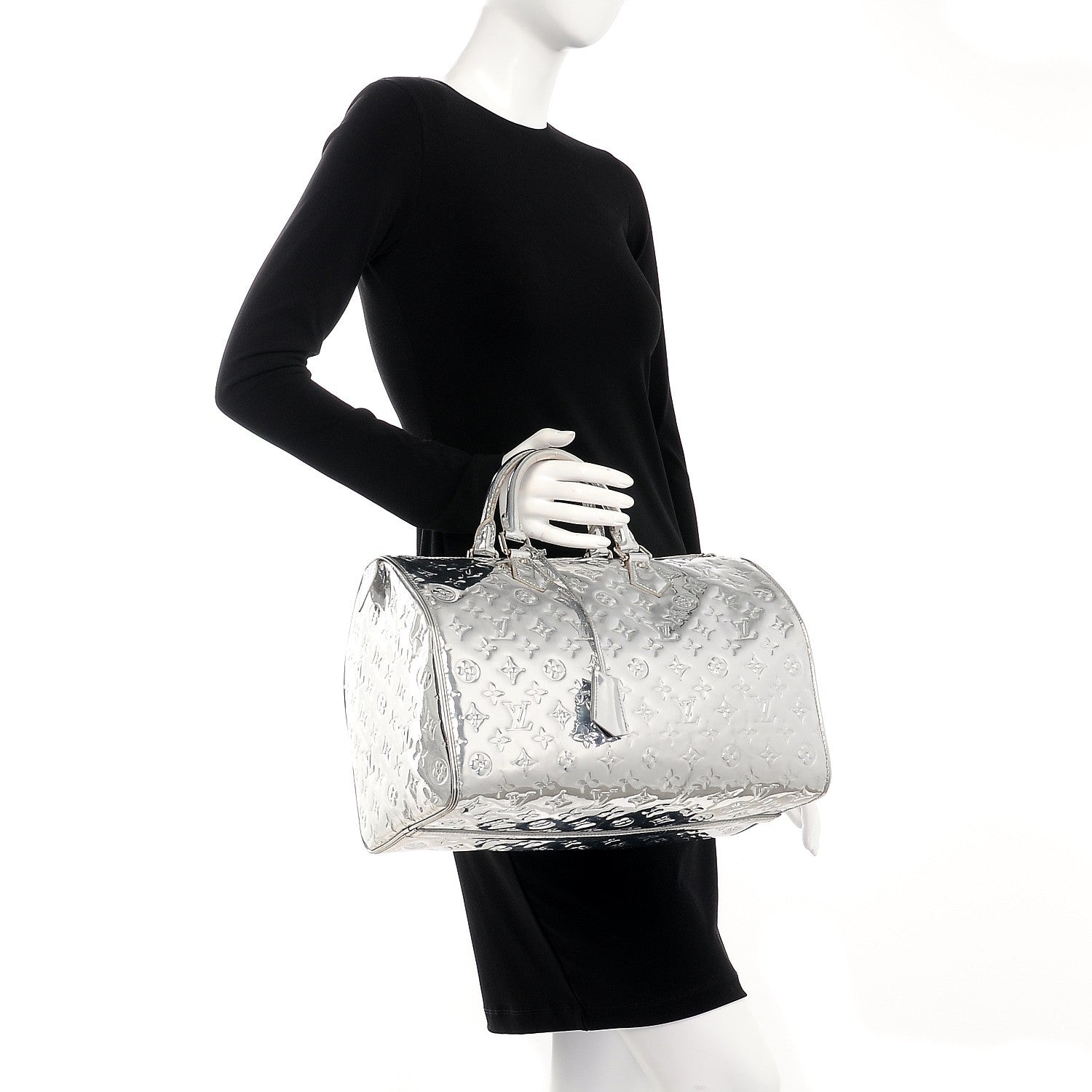 Louis Vuitton Monogram Miroir Speedy 35 Silver 2 of 10