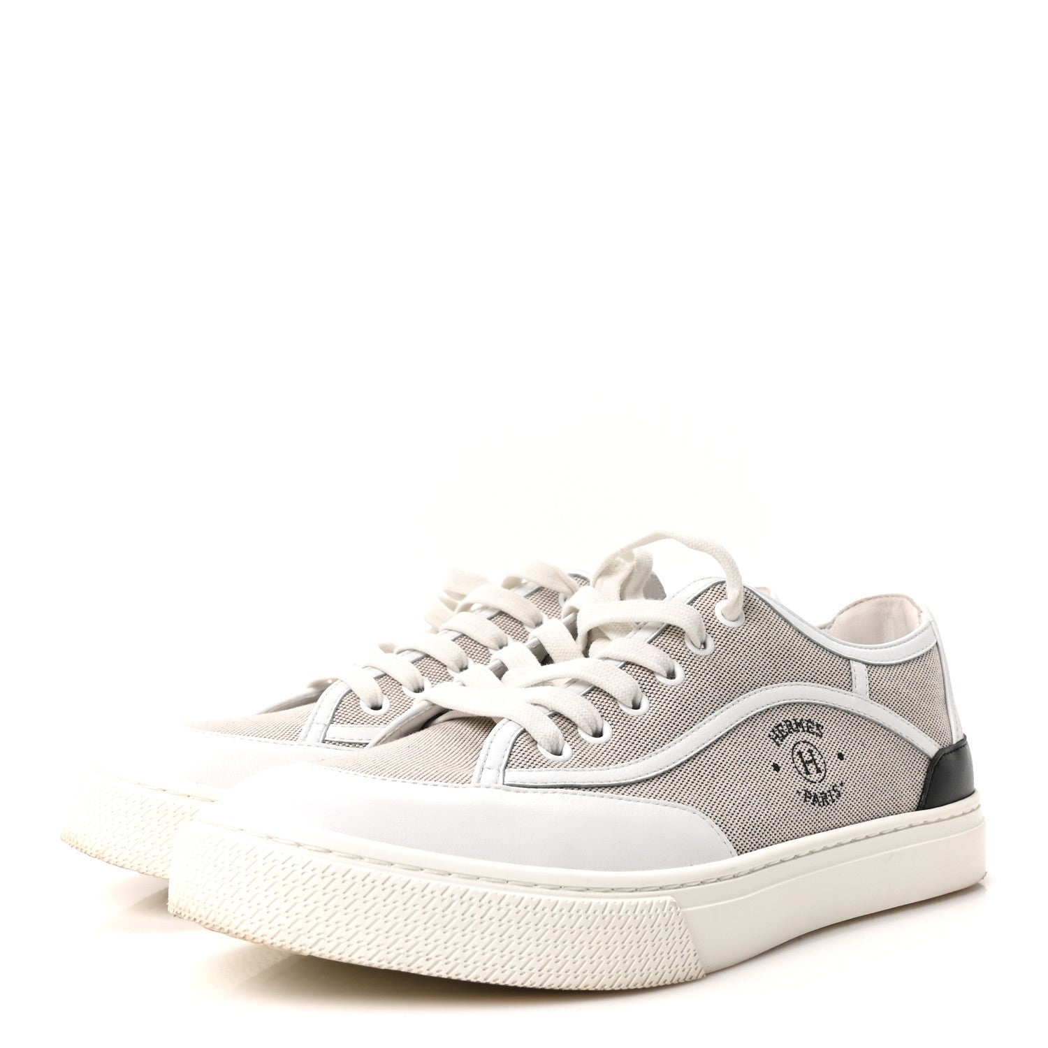 Hermes Canvas Calfskin Get Sneakers 39.5 Prunoir White 4 of 9