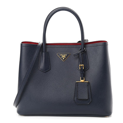 Prada Saffiano Cuir Medium Double Bag Baltico 1 of 13