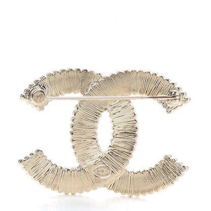 Chanel Pearl Crystal Lace Camellia CC Brooch Gold 3 of 4