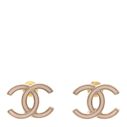 Chanel Enamel CC Earrings Pearly Pink Gold 1 of 4