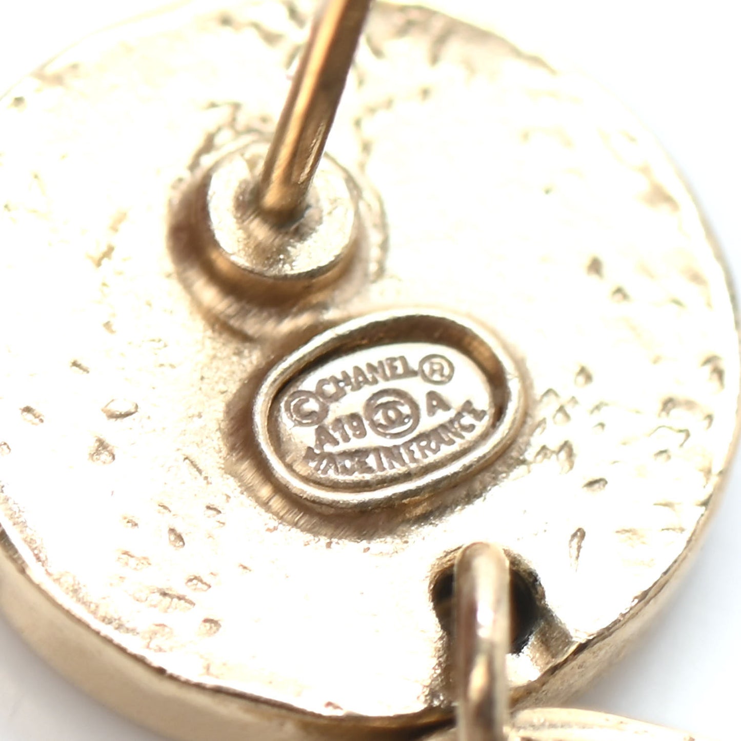 Pearl Crystal Logo Drop Earrings Gold