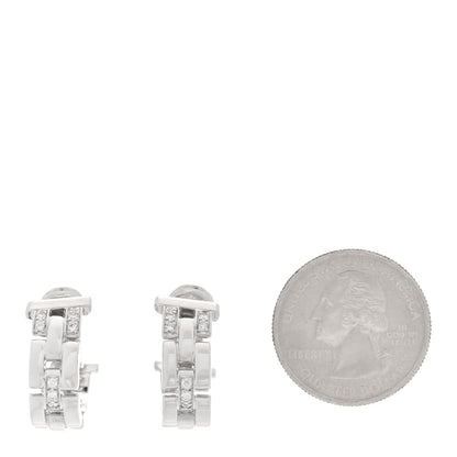 Cartier 18K White Gold Diamond Panthere Maillon Earrings 2 of 5